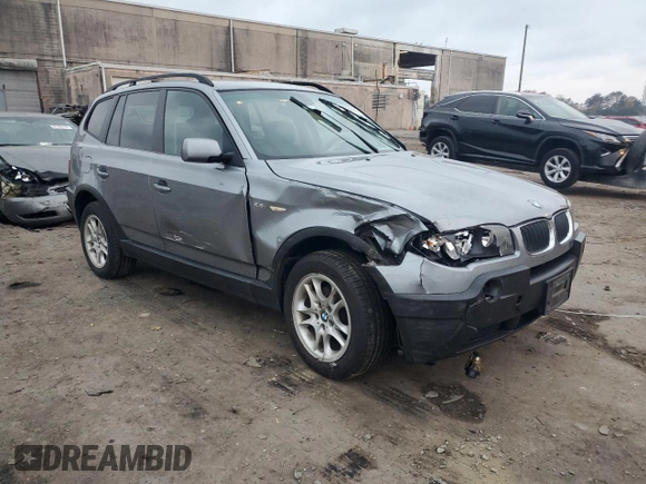 2005 BMW X3 2.5i with VIN WBXPA73465WC50680, listed as a Copart auction lot 81836634 with 0 mi miles and Salvage Title. Bid and sale history available at carsss.com. Image 4.