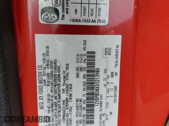 2013 Ford Mustang V6 with VIN 1ZVBP8EMXD5213980, listed as a Copart auction lot 60423625 with 220,419 mi miles and Salvage title. Bid and sale history available at DreamBid. Image 12.