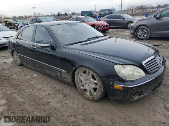 2003 Mercedes-Benz S-Class 5.0L with VIN WDBNG75JX3A326428, listed as a Copart auction lot 48180135 with 0 mi miles and Salvage Title. Bid and sale history available at carsss.com. Image 4.