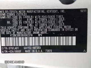 2011 Toyota Venza z VIN 4T3BK3BB3BU062316, wystawiony jako IAAI lot #41643302 z przebiegiem 153 786 mil mil oraz . Historia ofert i sprzedaży dostępna na DreamBid. Obrazek 9.