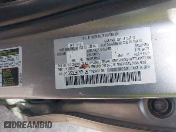 2014 Mazda 5 Sport with VIN JM1CW2BL6E0164195, listed as a IAAI auction lot 42455158 with 155,007 mi miles and . Bid and sale history available at DreamBid. Image 9.