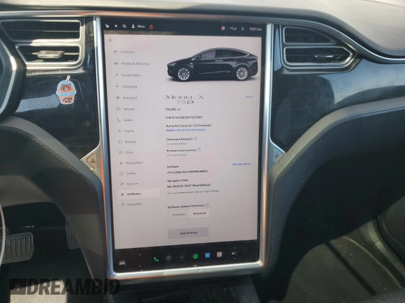 2017 Tesla Model X 90D with VIN 5YJXCBE20HF051099, listed as a Copart auction lot 52208205 with 118,828 mi miles and Salvage Title. Bid and sale history available at DreamBid. Image 9.