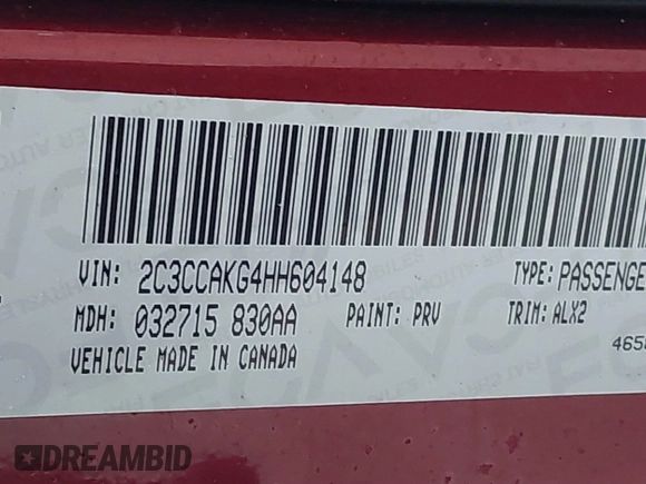 2017 Chrysler 300 with VIN 2C3CCAKG4HH604148, listed as a IAAI auction lot 38890500 with 1 mi miles. Bid and sale history available at carsss.com. Image 9.