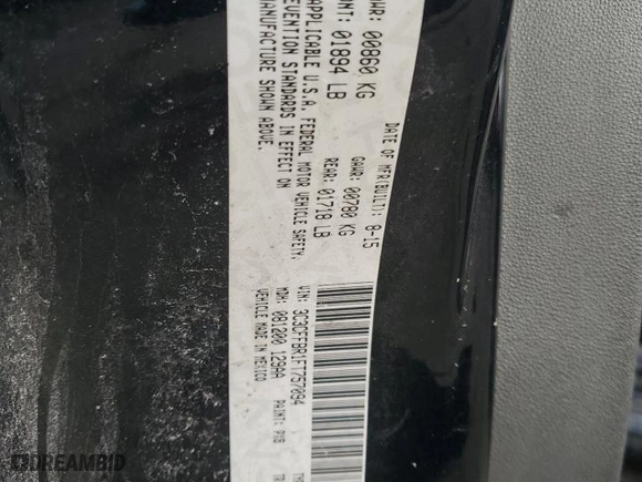 2015 FIAT 500 Sport with VIN 3C3CFFBR1FT757094, listed as a Copart auction lot 46362835 with 80,846 mi miles and Salvage Title. Bid and sale history available at carsss.com. Image 14.