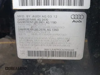 2012 Audi Q5 Premium Plus with VIN WA1LFAFP0CA099448, listed as a IAAI auction lot 42403849 with 189,000 mi miles and . Bid and sale history available at DreamBid. Image 9.