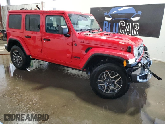2025 Jeep Wrangler Sahara with VIN 1C4PJXEN0SW589298, listed as a Copart auction lot 61721585 with 105 mi miles and Clean title. Bid and sale history available at DreamBid. Image 4.