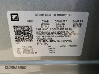 2023 Chevrolet Traverse LT Cloth with VIN 1GNEVGKW7PJ322048, listed as a Copart auction lot 43442654 with 9 mi miles and Non Repairable. Bid and sale history available at carsss.com. Image 13.