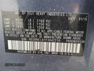 2015 Subaru Legacy Limited z VIN 4S3BNEL61F3042210, wystawiony jako Copart lot #55734615 z przebiegiem 85 694 mil mil oraz Szkody całkowita. Historia ofert i sprzedaży dostępna na DreamBid. Obrazek 12.