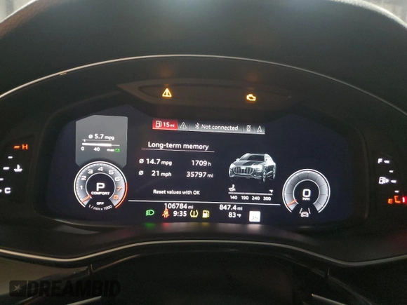 2019 Audi Q8 Premium Plus with VIN WA1EVAF1XKD004270, listed as a Copart auction lot 61906285 with 106,784 mi miles and Salvage title. Bid and sale history available at DreamBid. Image 9.