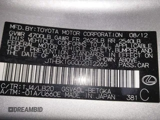 2013 Lexus ES 250 with VIN JTHBK1GG0D2012265, listed as a IAAI auction lot 41371575 with 137,880 mi miles and . Bid and sale history available at DreamBid. Image 9.