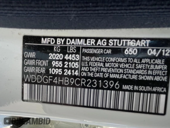 2012 Mercedes-Benz C-Class C 250 Sport with VIN WDDGF4HB9CR231396, listed as a Copart auction lot 52832925 with 133,080 mi miles and Clean Title. Bid and sale history available at carsss.com. Image 10.