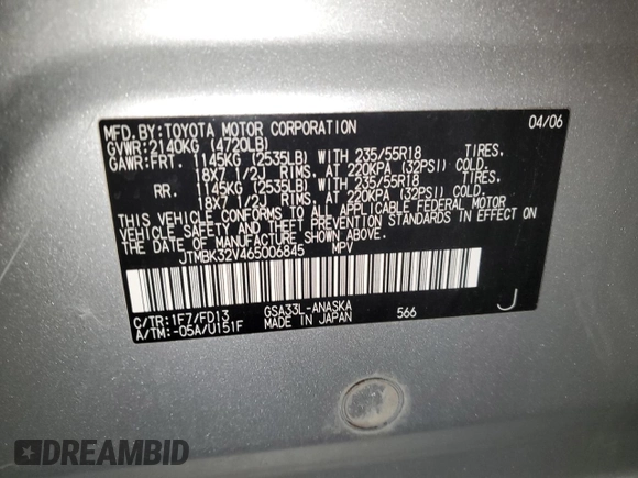 2006 Toyota RAV4 Sport с VIN JTMBK32V465006845, выставлен на аукционе Copart как лот 85566734 с пробегом 163 614 миль миль и Чистый • Clean title. История ставок и продаж доступна на DreamBid. Изображение 13.