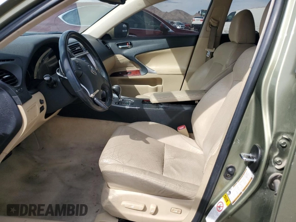 2006 Lexus IS 250 Manual with VIN JTHBK262962009895, listed as a Copart auction lot 51701335 with 139,418 mi miles and Salvage Title. Bid and sale history available at carsss.com. Image 7.