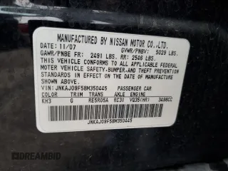 2008 Infiniti EX Journey with VIN JNKAJ09F58M350445, listed as a Copart auction lot 81976584 with 140,682 mi miles and Salvage Title. Bid and sale history available at DreamBid. Image 13.