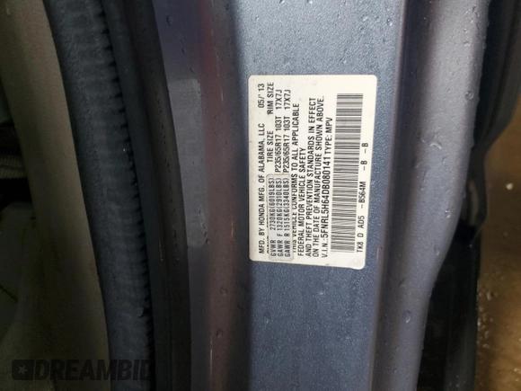 2013 Honda Odyssey EX-L with VIN 5FNRL5H64DB080141, listed as a Copart auction lot 49553235 with 128,358 mi miles and Salvage Title. Bid and sale history available at carsss.com. Image 13.
