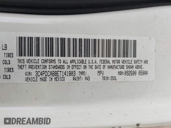 2014 Dodge Journey American Value with VIN 3C4PDCAB8ET141803, listed as a IAAI auction lot 42097292 with 76,339 mi miles and . Bid and sale history available at DreamBid. Image 9.