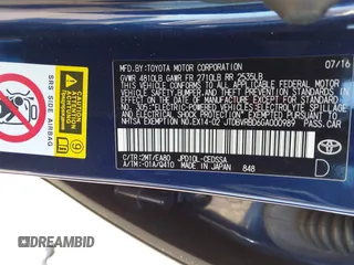 2016 Toyota Mirai with VIN JTDBVRBD6GA000989, listed as a IAAI auction lot 42098383 with 63,686 mi miles and . Bid and sale history available at DreamBid. Image 9.