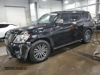 2019 Nissan Armada Platinum with VIN JN8AY2NE8K9755137, listed as a Copart auction lot 46058775 with 93,949 mi miles and Salvage Title. Bid and sale history available at carsss.com. Image 1.