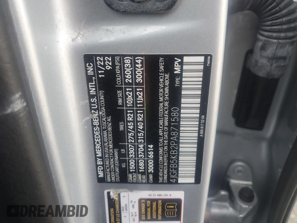 2023 Mercedes-Benz GLE 450 with VIN 4JGFB5KB2PA871580, listed as a Copart auction lot 44993365 with 18,013 mi miles and Salvage title. Bid and sale history available at DreamBid. Image 13.