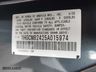 2005 Honda Accord Cpe LX V6 SE with VIN 1HGCM82425A015974, listed as a IAAI auction lot 42051702 with 205,286 mi miles. Bid and sale history available at carsss.com. Image 9.