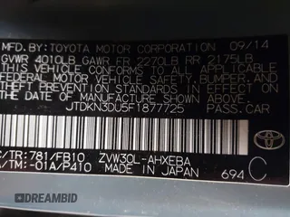 2015 Toyota Prius Four with VIN JTDKN3DU5F1877725, listed as a IAAI auction lot 41557495 with 32,729 mi miles and . Bid and sale history available at DreamBid. Image 9.