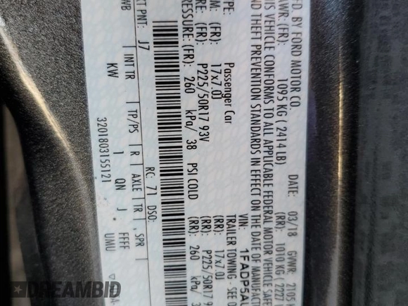 2018 Ford C-Max SE z VIN 1FADP5AU9JL104617, wystawiony jako Copart lot #54797485 z przebiegiem 91 757 mil mil oraz Szkoda całkowita • Salvage title. Historia ofert i sprzedaży dostępna na DreamBid. Obrazek 13.