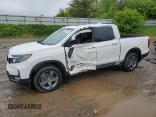 2023 Honda Ridgeline RTL-E with VIN 5FPYK3F78PB015187, listed as a Copart auction lot 57655465 with 57,704 mi miles and Salvage title. Bid and sale history available at DreamBid. Image 1.