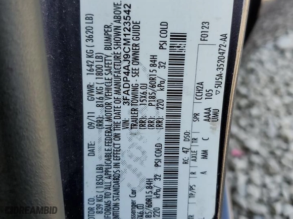 2012 Ford Fiesta S with VIN 3FADP4AJ9CM123542, listed as a Copart auction lot 50846864 with 95,056 mi miles and Salvage Title. Bid and sale history available at carsss.com. Image 12.