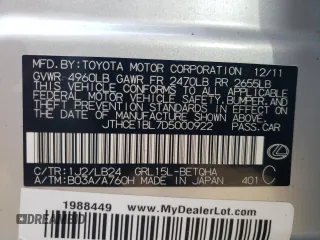 2013 Lexus GS 350 with VIN JTHCE1BL7D5000922, listed as a Copart auction lot 66802844 with 134,482 mi miles and Salvage Title. Bid and sale history available at carsss.com. Image 12.