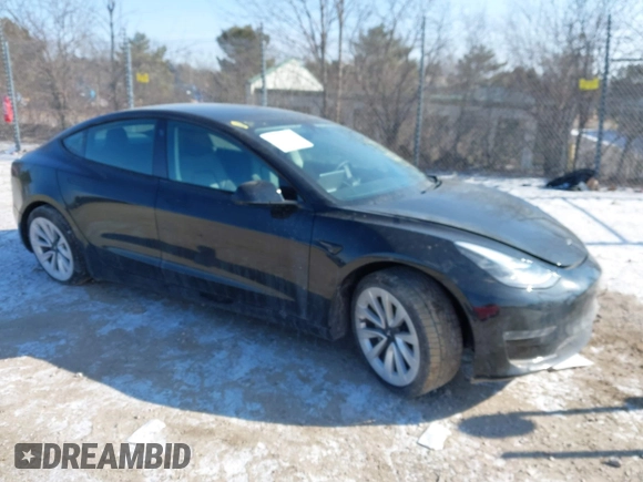 2022 Tesla Model 3 with VIN 5YJ3E1EA1NF304811, listed as a IAAI auction lot 41559342 with 29,597 mi miles and . Bid and sale history available at DreamBid. Image 1.