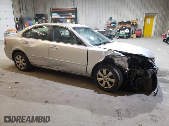 2007 Kia Optima EX with VIN KNAGE124675137864, listed as a Copart auction lot 87433434 with 141,682 mi miles and Salvage Title. Bid and sale history available at carsss.com. Image 4.