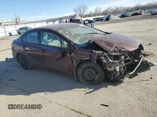 2013 Honda Civic LX with VIN 19XFB2F54DE037147, listed as a Copart auction lot 46339035 with Not Provided miles and Salvage Title. Bid and sale history available at DreamBid. Image 4.