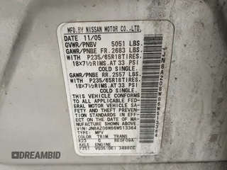 2006 Nissan Murano SL z VIN JN8AZ08W86W513364, wystawiony jako IAAI lot #41862202 z przebiegiem 168 454 mil mil oraz . Historia ofert i sprzedaży dostępna na DreamBid. Obrazek 9.