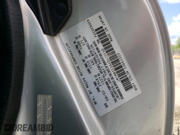 2004 Mazda MX-5 Miata LS with VIN JM1NB353640400140, listed as a Copart auction lot 56127165 with 123,276 mi miles and Salvage title. Bid and sale history available at DreamBid. Image 12.