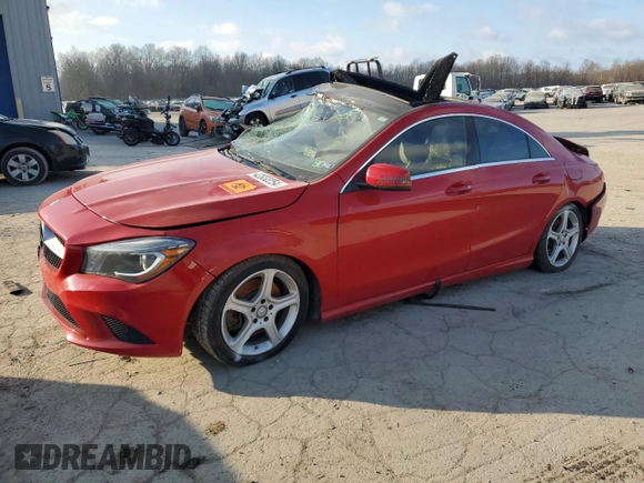 2014 Mercedes-Benz CLA 250 with VIN WDDSJ4EB4EN037785, listed as a Copart auction lot 42832254 with Not provided miles and Salvage title. Bid and sale history available at DreamBid. Image 1.