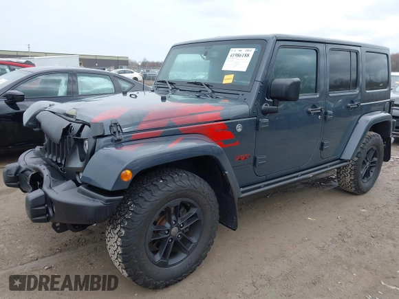 2017 Jeep Wrangler Unlimited Sahara with VIN 1C4BJWEG3HL569143, listed as a IAAI auction lot 41986188 with 27,495 mi miles. Bid and sale history available at carsss.com. Image 2.