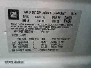 2017 Buick Encore Preferred с VIN KL4CJASB3HB217289, выставлен на аукционе Copart как лот 58430535 с пробегом 101 960 миль миль и Списание • Salvage title. История ставок и продаж доступна на DreamBid. Изображение 13.