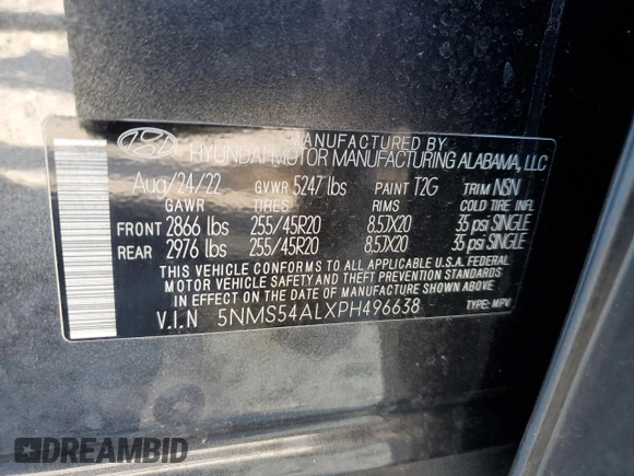 2023 Hyundai Santa Fe Calligraphy with VIN 5NMS54ALXPH496638, listed as a Copart auction lot 86174154 with 30,657 mi miles and Salvage Title. Bid and sale history available at carsss.com. Image 14.