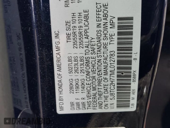 2021 Acura RDX w/Advance Package with VIN 5J8TC2H77ML012783, listed as a Copart auction lot 88412225 with 34,977 mi miles and Salvage Title. Bid and sale history available at carsss.com. Image 12.