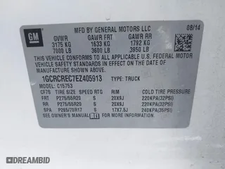 2014 Chevrolet Silverado 1500 LT with VIN 1GCRCREC7EZ405913, listed as a IAAI auction lot 40425594 with 48,024 mi miles. Bid and sale history available at carsss.com. Image 9.