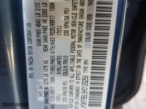 2017 Mazda CX-5 Sport with VIN JM3KFBBL6H0129258, listed as a Copart auction lot 80687694 with 106,120 mi miles and Salvage Title. Bid and sale history available at carsss.com. Image 13.