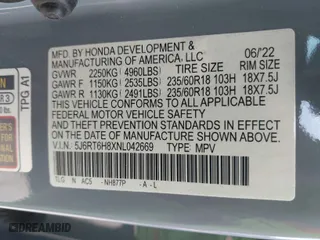 2022 Honda CR-V Hybrid EX-L with VIN 5J6RT6H8XNL042669, listed as a IAAI auction lot 41341088 with 25,472 mi miles. Bid and sale history available at carsss.com. Image 9.