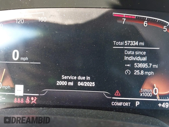 2019 BMW X5 xDrive40i with VIN 5UXCR6C59KLL08488, listed as a IAAI auction lot 41724824 with 57,334 mi miles. Bid and sale history available at carsss.com. Image 7.