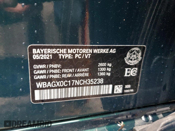 2022 BMW 8 Series with VIN WBAGX0C17NCH35238, listed as a Copart auction lot 81985204 with Not provided miles and Clean title. Bid and sale history available at DreamBid. Image 13.