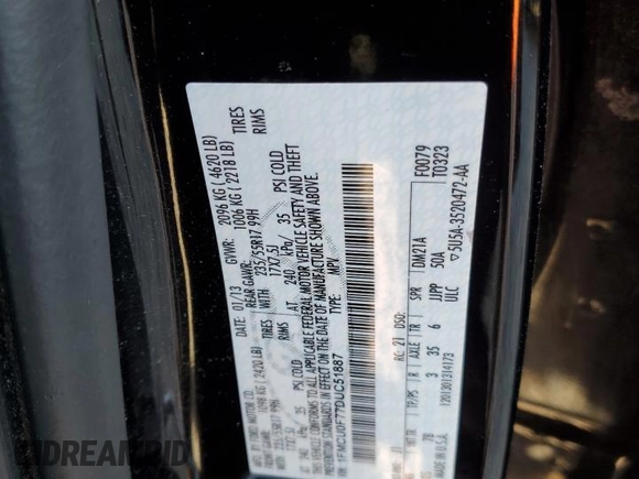2013 Ford Escape S with VIN 1FMCU0F77DUC51887, listed as a Copart auction lot 52136115 with 89,182 mi miles and Salvage Title. Bid and sale history available at carsss.com. Image 13.