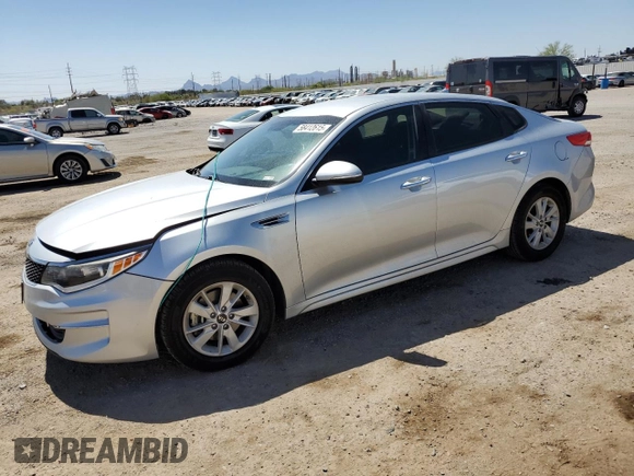 2018 Kia Optima LX with VIN 5XXGT4L31JG180298, listed as a Copart auction lot 58412615 with 105,802 mi miles and Salvage title. Bid and sale history available at DreamBid. Image 1.