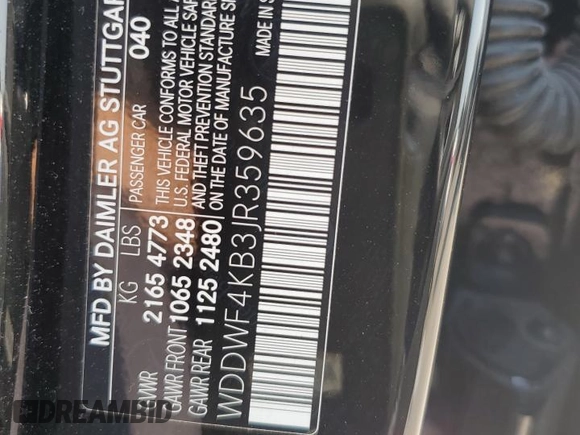 2018 Mercedes-Benz C 300 с VIN WDDWF4KB3JR359635, выставлен на аукционе Copart как лот 59393945 с пробегом 37 400 миль миль и Списание • Salvage title. История ставок и продаж доступна на DreamBid. Изображение 12.