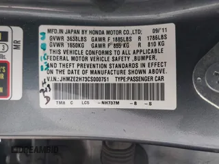 2012 Honda Insight EX z VIN JHMZE2H73CS000751, wystawiony jako IAAI lot #41687288 z przebiegiem 181 593 mil mil oraz . Historia ofert i sprzedaży dostępna na DreamBid. Obrazek 9.