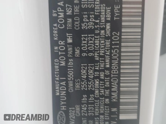 2022 Genesis GV70 2.5T with VIN KMUMADTB8NU051102, listed as a Copart auction lot 63387542 with Not Provided miles and . Bid and sale history available at DreamBid. Image 10.