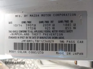 2015 Mazda 3 i Touring with VIN JM1BM1L78F1236829, listed as a IAAI auction lot 40791207 with 87,454 mi miles and . Bid and sale history available at carsss.com. Image 9.